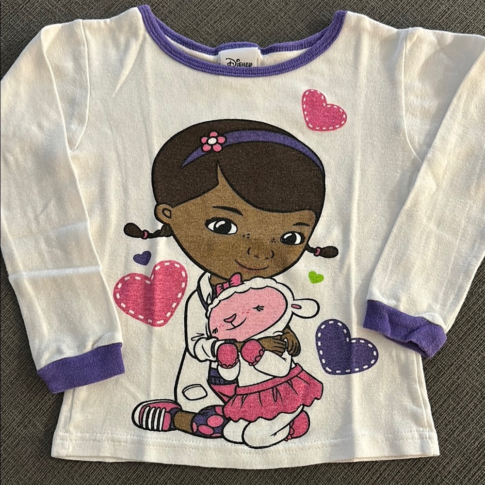 Disney Doc McStuffins White and Purple Long Sleeve Shirt